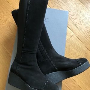 New Aquatalia Venus Black Tall Boots, Size 9.5